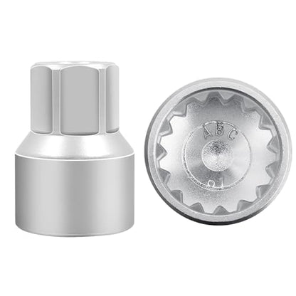 ABC-61 15Pt Outer Ring 2mm Wheel Locking Nut Key for Porsche VW | Wheel Lock Nut Socket Adapter, Anti-Theft Lug Nut Removal Tool, Anti-Theft Screw Remover, Repair Tool, Tyre Fitting, garage - color: ABC-61 Outer ring thickness: 2mm