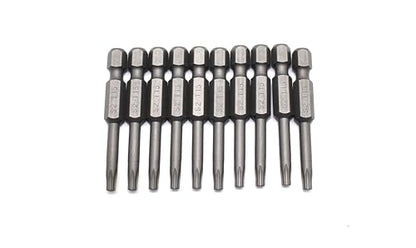 TEMO 10 pc T15 Torx Star Head Screwdriver Bit Set, S2 Steel 6 Point T-15 Reduced Round Shaft Screwdriver Insert Bits Hex Shank - size: T15 Round