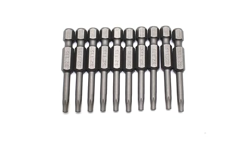 TEMO 10 pc T15 Torx Star Head Screwdriver Bit Set, S2 Steel 6 Point T-15 Reduced Round Shaft Screwdriver Insert Bits Hex Shank - size: T15 Round