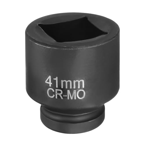 HARFINGTON 4 Point Square Socket 1" Drive 41mm Metric Square Impact Socket CR-MO Blackening Standard Wheel Sleeve Pneumatic Sleeve Tool for Auto Repair Mechanical Maintenance Home Use - size: 1"/41mm