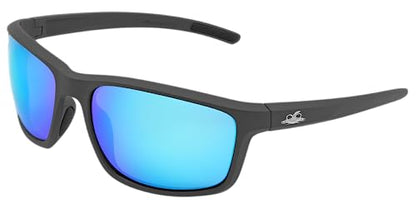 GGS Crevalle Sunglasses with Anti-Fog, Scratch-Resistant Lenses - color: Blue Mirror Lens, Matte Gray Frame, style: Anti-fog