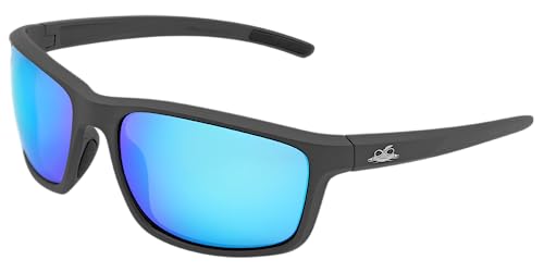 GGS Crevalle Sunglasses with Anti-Fog, Scratch-Resistant Lenses - color: Blue Mirror Lens, Matte Gray Frame, style: Anti-fog