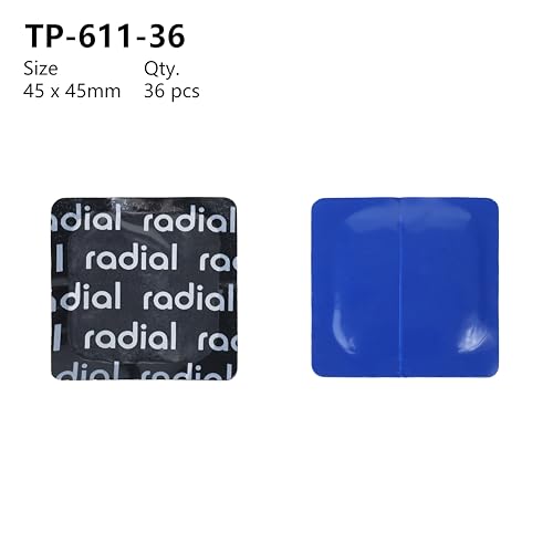 Radial Tire Patch, 1.77" x 1.77" (45x45mm) 36 pcs, Extra Large Heavy Duty Round Patches, Repair Kit for Truck, Car, Tractor Inner Tires, Black with Blue Poly Backing - size: 1.77" x 1.77" 36pcs