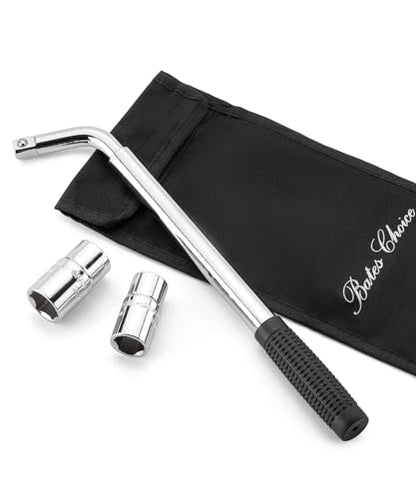 Bates Telescoping Lug Wrench - 1/2 Drive With 17/19mm and 21/23mm Sockets - Tire Iron and Nut Removal Tool