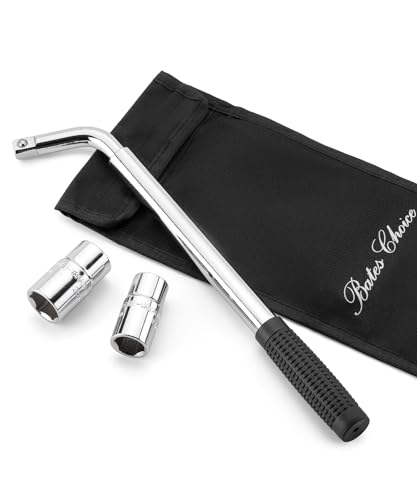 Bates Telescoping Lug Wrench - 1/2 Drive With 17/19mm and 21/23mm Sockets - Tire Iron and Nut Removal Tool