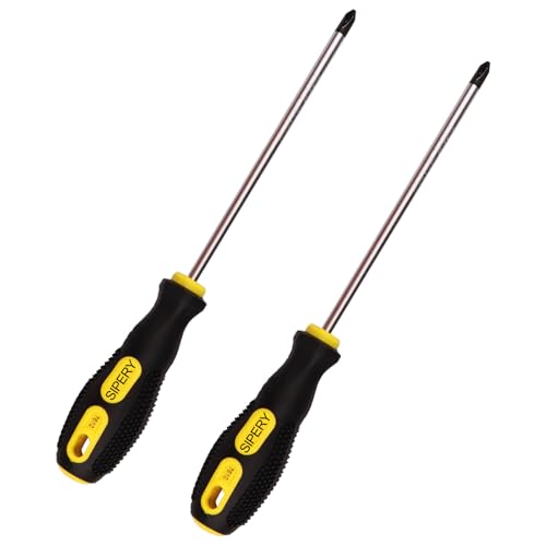 2Pcs Phillips Screwdriver 6 inch Shaft Non-Slip Grip Screwdriver Magnetic Tip 6mm PH2 Cross Head Screwdriver - size: 6 Inch
