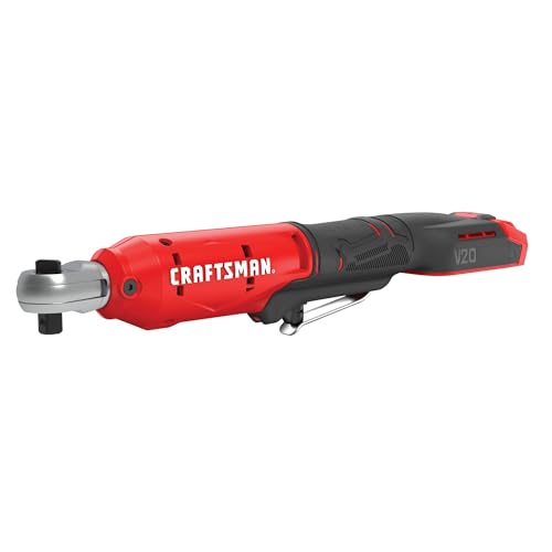 CRAFTSMAN V20 Cordless Ratchet Wrench Kit, 3/8 inch Drive, 300 RPM, up to 35 ft-lbs of Torque, Battery and Charger Included (CMCF930D1)