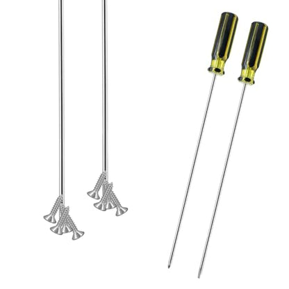 2Pcs Silver 39cm / 15.4 Inches Long Screwdriver Set | Phillips Screwdriver, Slotted Screwdriver, Flat Head, Magnetic Tip Cross Head