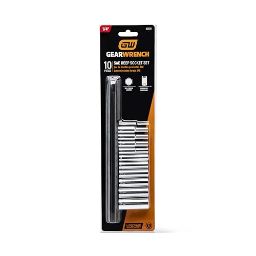 GEARWRENCH 10 Pc. 1/4" Drive 6 Pt. Deep Socket Set, SAE - 80305