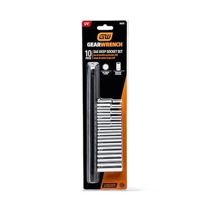 GEARWRENCH 10 Pc. 1/4" Drive 6 Pt. Deep Socket Set, SAE - 80305