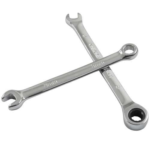 8mm Ratcheting Wrench 2 Pcs 72-Tooth 12-Point Chrome Plated | Forged 45# Carbon Steel Durable, 5-Degree Arc For Tight Spaces, 12-Point Protects Fasteners, Polished Chrome Anti-Rust - size: 8mm