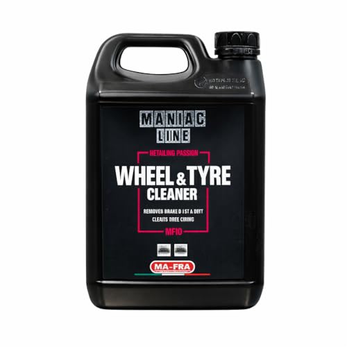 MANIAC LINE MAFRA Wheel and Tyre Cleaner | Two in One for Rims and Tires | Removes Brake Dust and Road Grime | Safe on Alloy Painted and Clear Coated Wheels | Even Wetting | 5 Liters - size: 152.2 Fl Oz (Pack of 1)