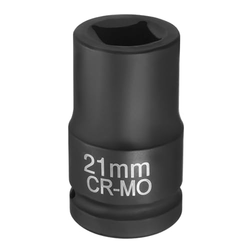HARFINGTON 4 Point Square Socket 1" Drive 21mm Metric Square Impact Socket CR-MO Blackening Standard Wheel Sleeve Pneumatic Sleeve Tool for Auto Repair Mechanical Maintenance Home Use - size: 1"/21mm