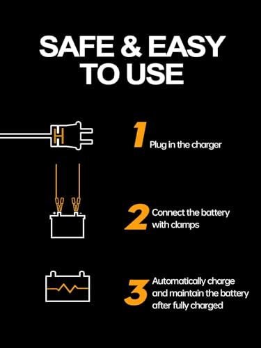 Automatic Car Battery Charger–12V 0-5A Adjustable Smart Trickle Charger with Battery Repair,Automatic Desulfation,Temperature Compensation Functions,Suitable for AGM,Gel,Deep Cycle,Lead-Acid Batteries