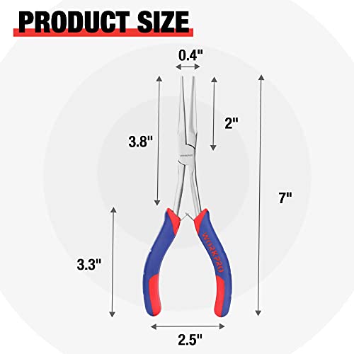 WORKPRO 7" Needle Nose Pliers, Smooth Jaws | Mini Long Reach, for Jewelry Making, Wire Bending, Small Object Gripping & Narrow Places