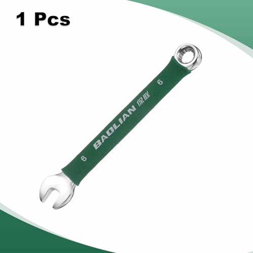 HARFINGTON 6mm Metric Combination Wrench 10 Degree Offset 12 Point Cr-V Steel Single Open End Spanner Wrenches for Automotive Repair Furniture Assembly - size: 6mm