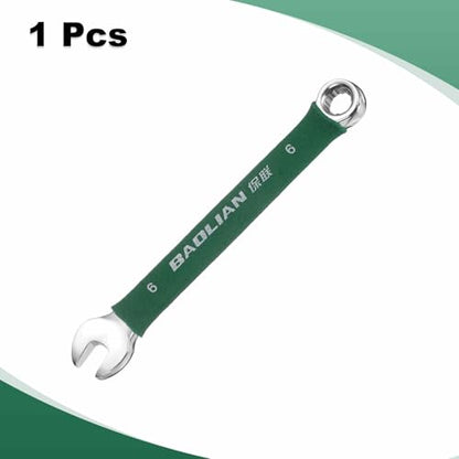 HARFINGTON 6mm Metric Combination Wrench 10 Degree Offset 12 Point Cr-V Steel Single Open End Spanner Wrenches for Automotive Repair Furniture Assembly - size: 6mm
