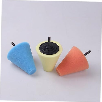 Ciieeo Automotive Car Wheel Hub Cleaning Sponge Pads Cone Shaped Buffing Tool for Precision Polishing Design Compatible with Power Drills Light Blue