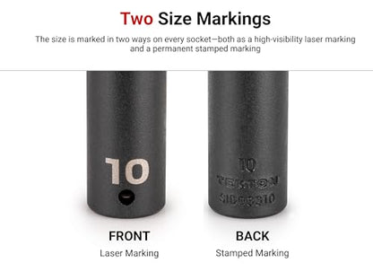 TEKTON 3/8 Inch Drive x 19 mm Semi-Deep 12-Point Impact Socket | SID14319 - size: 19 mm, style: Semi-Deep