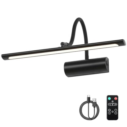 JOOSENLUX 16" Dimmable Picture Light, LED, Battery Operated, Wireless, Adjustable Arm, Remote Controlled, Rechargeable, Wall-Mounted, Modern & Stylish - Ideal for Gallery, Library, and Photo Display - color: Black, size: Model A