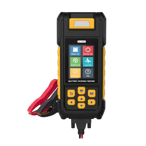 BT760 12V/24V Car Battery Tester with Printer, 30-2000 CCA | Tests flooded, AGM, GEL and EFB lead-acid batteries; includes 3 thermal paper rolls for printable test reports.