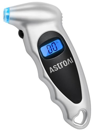 AstroAI Digital Tire Pressure Gauge 0-150PSI Calibrated to ANSI B40.7 +/-1PSI, Accurate in 0.1 Increments, 4 Pressure Measurements for Car Truck Bicycle with Backlight LCD, Silver - color: Silver