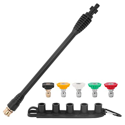 FIXFANS Pressure Washer Wand 16 Inch Compatible with Ryobi, Portland, Husky | Replacement Power Washer Wand with 1/4” Quick Connect, 5 Spray Nozzles, 1 Tips Holder, Black - size: 16 Inch