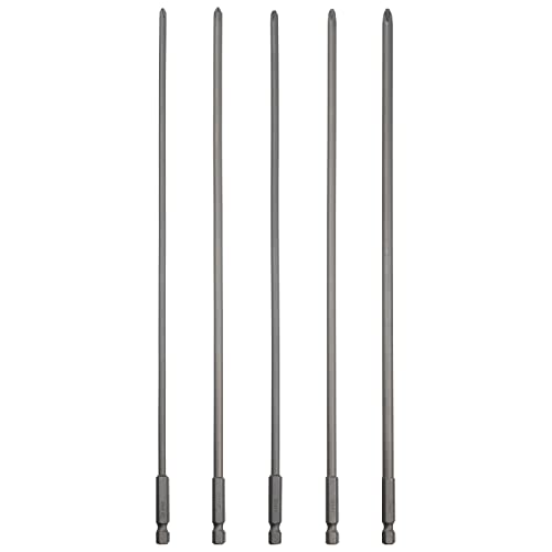 Rocaris 5 Pack Extra Long Phillips Screwdriver Bit Sets, 12 Inch | 1/4 Inch Hex Shank Magnetic Screwdriver Bits Cross Head S2