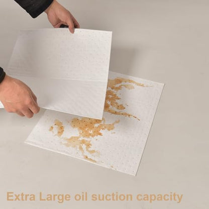 PONO 15x20 in Oil Absorbent Pads, 200 Pcs White Heavy Weight Oil-Only Absorbent Pad,Used for Oil Spill Cleaning in Garage Workshop, Reusable, Washable, Durable - size: 200Pcs, 20"X15"
