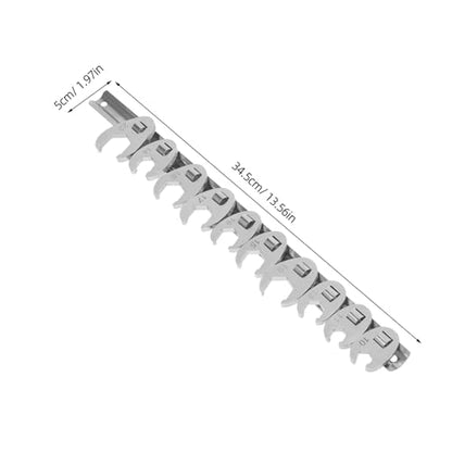 Homoyoyo 10pcs 3/8 Inch Drive Metric Ratchet Wrench Set with Movable Open-end Heads, Quick-release Flare Nut Crowfoot Wrenches for Automotive Repair and Maintenance