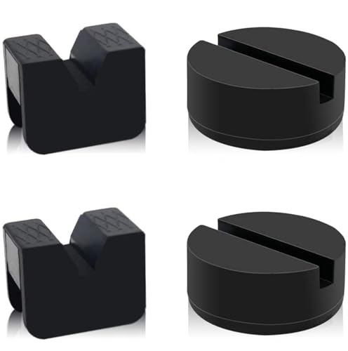 2 Types Jack Stand Pads Adapter 3 Ton Universal Rubber Slotted Frame Rail Pinch welds Protector for Jack Stand (4 Pack)
