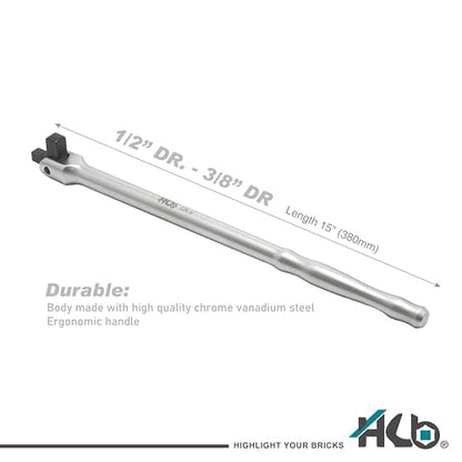 HB Wheel Protector Impact Socket & Dual-Drive Breaker Bar Set KKM001-U | 1/2" & 3/8" DR Flex Head Bar | Thin-Wall Color-Coded CR-MO Sockets 17mm 19mm 21mm with Protective Sleeves | Made in Taiwan - size: 1/2" DR. 17, 19, 21MM