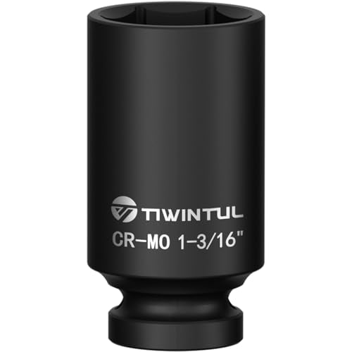 1-3/16" Deep Impact Socket 1/2 Inch Drive for Heavy-Duty Automotive & Trucks | CR-MO Steel Impact Socket, 3.07" Length, 6 Point Design, SAE Size, Axle Nut Socket for Easy Removal of Axle Shaft Nuts - size: 1-3/16" (Deep)