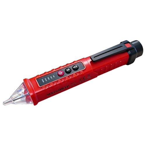 MXCOIRTP Voltage Tester, Non-Contact Voltage Detector, Electrical Tester, 3 Ranges AC 12V/48V/70V-1000V, Live/Null Wire Tester with Buzzer Alarm and Flashlight, Wire Breakpoint Finder - Red - color: Red