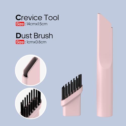 Mini Handheld Vacuum for Home&Car, Cordless Portable Rechargeable Pink | Quick Cleanups, Tight Spaces, USB-C Rechargeable, Easy Storage, Office, Cup Holders, Seat Gaps, Window Tracks