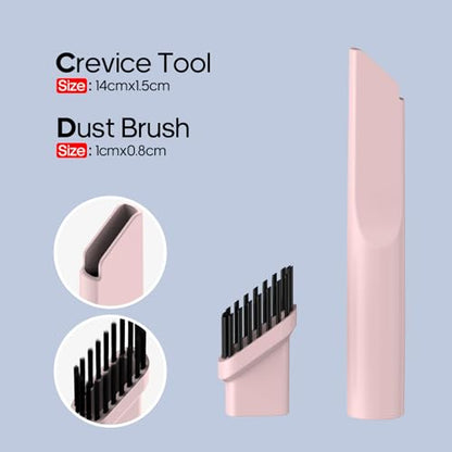 Mini Handheld Vacuum for Home&Car, Cordless Portable Rechargeable Pink | Quick Cleanups, Tight Spaces, USB-C Rechargeable, Easy Storage, Office, Cup Holders, Seat Gaps, Window Tracks