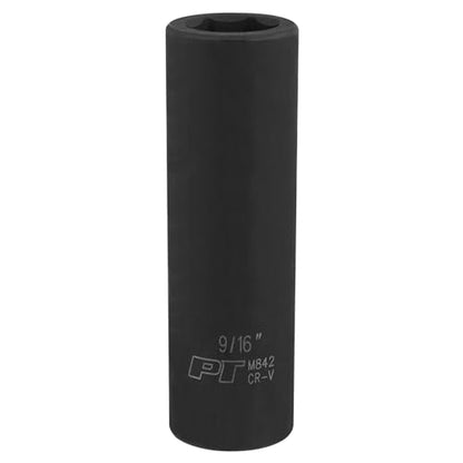 Performance Tool M842 1/2 Drive Impact Socket, 9/16 - Chrome Vanadium, 6 Point Deep Socket for Heavy-Duty Jobs - Ideal for Automotive and Industrial Use - size: 9/16", style: Deep Wall Impact