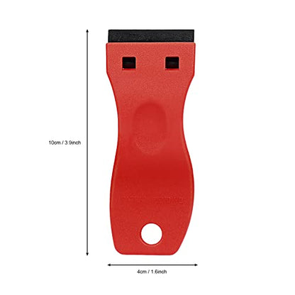 EHDIS 1.5" Plastic Razor Scraper Tool with 10pcs Double Edged Blades for Adhesive Remover,Removing Labels Stickers Decals Taping on Glass Windows (Red) - color: Red