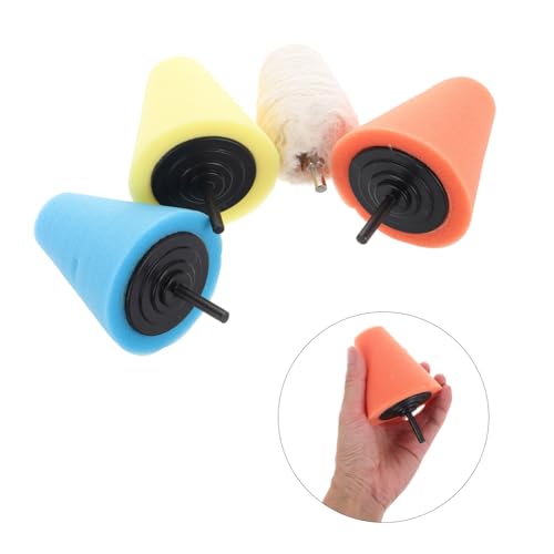 STOBAZA 4pcs Conical Sponge Buffing Polishing Kit for Car Detailing Drill Polishing Cones Wheel Hub Pads for Scratch Removal and Cleaning
