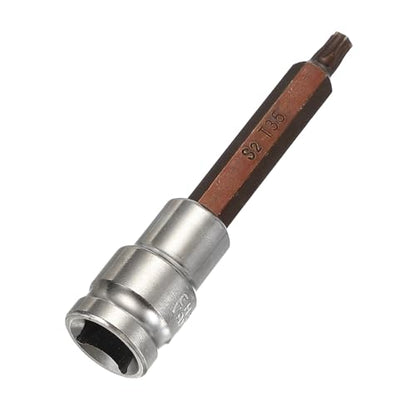 HARFINGTON Torx Bit Socket 1/2" Drive T35 S2 Steel 6 Point Head Long Screwdriver Drill Bits CR-V Steel Socket Adapter for Home Auto Axle Hex Nuts Bolts Repair - size: T35