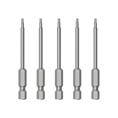 5PCS T7 Magnetic Tamper Proof Torx Screwdriver Bits, 1/4 Inch Hex Shank 3 Inch Length S2 Steel Security Drill Torx Head Drill Screw Driver Tools(75mm Long, Star 6 Point) - size: T7