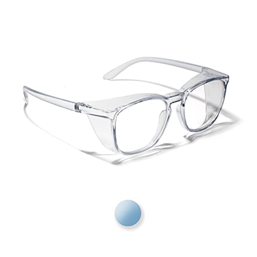 LianSan Oversize Anti-Fog Safety Glasses for Nurses, Z87.1 Certified Goggles for Women, Square UV Protection - color: Light Blue