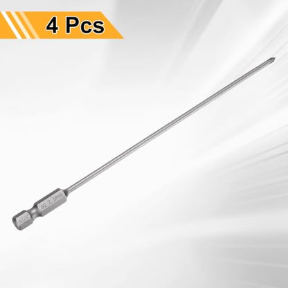 HARFINGTON 4pcs #0 Phillips Screwdriver Bit PH0 1/4" Hex Shank 6" (150mm) Long 0.1" Rod Magnetic Cross Head Drill Bits S2 Steel Industrial Screw Driver Bit for Electric Power Tools, Gray - size: PH0 x 6" x 0.1"