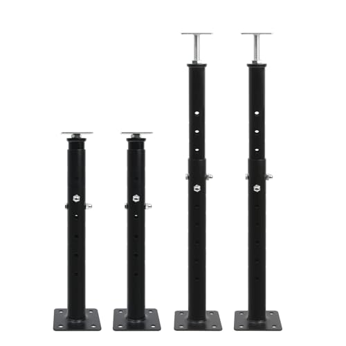 4 Pack Height Range Adjustable House Floor Jacks – 19"-35" Heavy Duty House Jacks for Leveling, Steel Support Posts for Beams, Decks, Crawl Spaces, Basements-Black - color: Black(4 Pack), size: 19"-35"