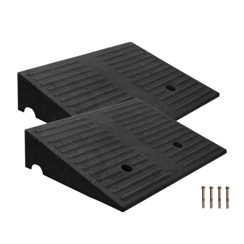 Rubber Curb Ramps for Driveway Curb Ramps for Sidewalks Door Ramps for Thresholds Heavy Duty 2 Pack 4 inch Rise Ramps for Wheelchairs Shed Ramp for Riding Mower 7000lbs Powersport Loading - size: 4"inch