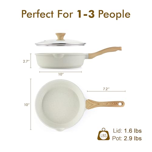 SENSARTE Nonstick Ceramic Saute Pan 10 Inch/3.5QT, Non-toxic Deep Frying Pan Skillet with Lid, Healthy Jumbo Cooker, Stay Cool Handle, Induction Compatible, PFOA & PFAS Free - color: Ceramic White, size: 10-inch/3.5QT