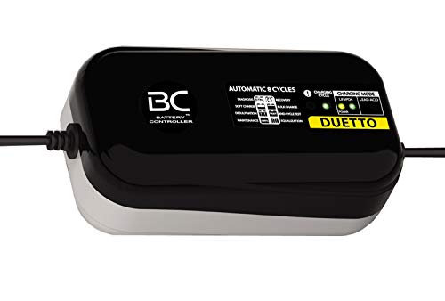 BC Battery Controller Duetto 12V 1.5A Intelligent Battery Charger and Maintainer Trickle and Float Charger for Motorcycles, Cars, and BMW CAN-Bus Lead Acid and Lithium Batteries up to 100Ah, U.S. Plug