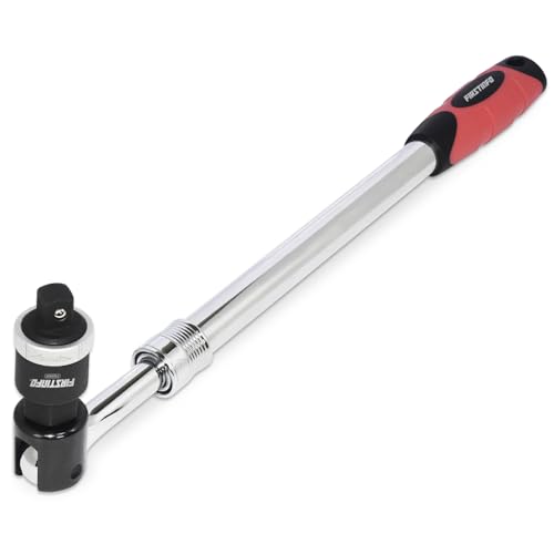 FIRSTINFO Taiwan 1/2" Drive Extendable Breaker Bar with Ratchet Adapter | 18-1/2" to 24-1/2" Length Extended Leverage with 230 Degrees Flexible Head, Premium CR-V, Heavy Duty, F32242D