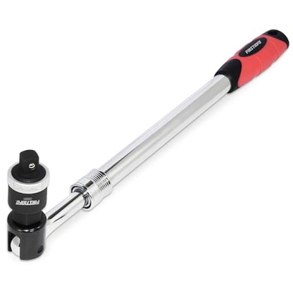 FIRSTINFO Taiwan 1/2" Drive Extendable Breaker Bar with Ratchet Adapter | 18-1/2" to 24-1/2" Length Extended Leverage with 230 Degrees Flexible Head, Premium CR-V, Heavy Duty, F32242D