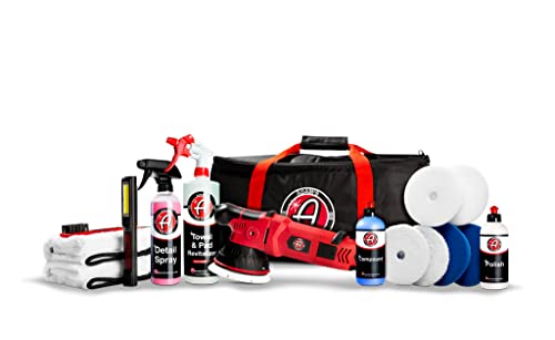 Adam's 15mm SK Pro Car Polisher Kit (16 Item) - Professional Buffer Polisher for Car Detailing & Scratch Repair - Includes Microfiber Towels, Polish, Compound, Pads, Tools, Carry Tote, & More - size: 15mm Polishing Kit (16 Item)